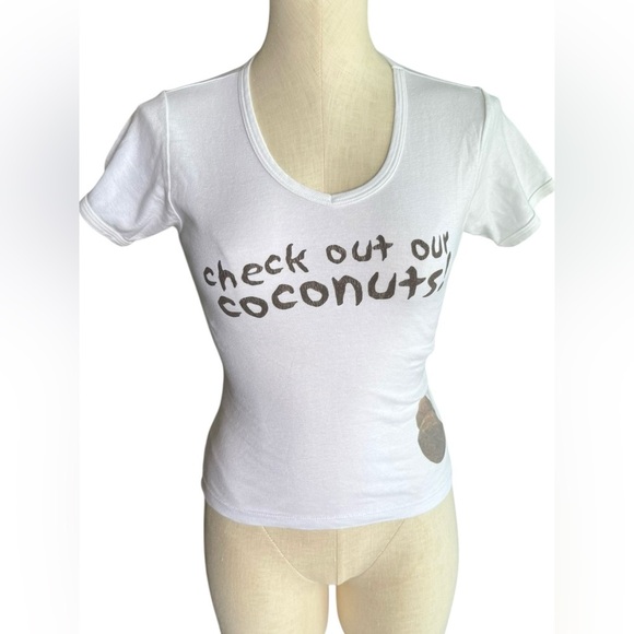 Y2K Made in USA Whimsical Malibu Coconut Baby Tee size Medium - Picture 2 of 12